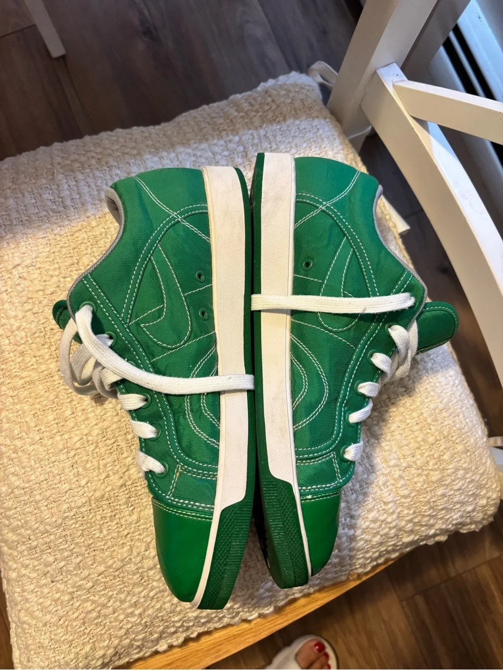 Jordan Men's Green Low-Top Sneakers with White Laces